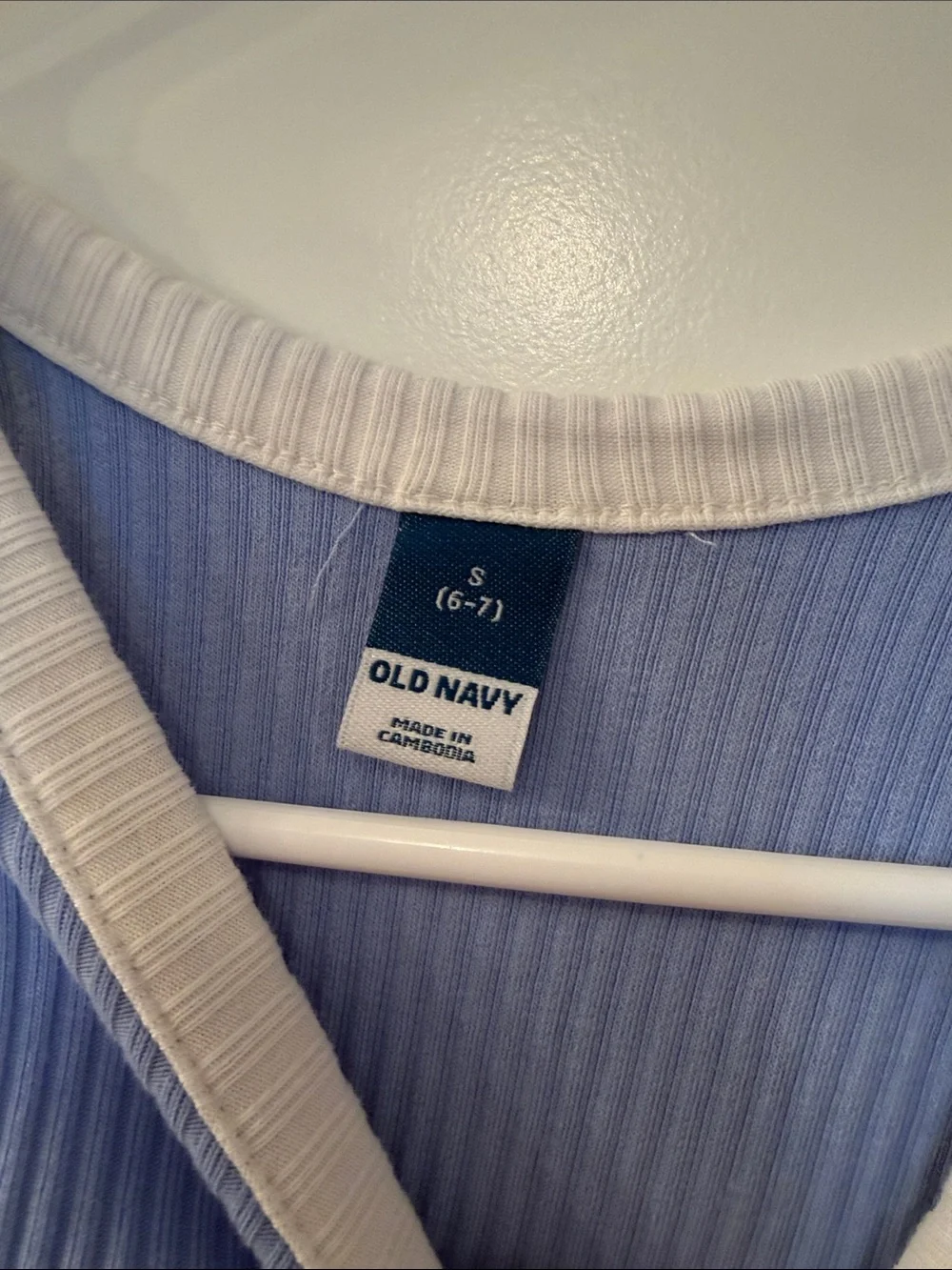 Old Navy Light Blue Ribbed Tank Dress with White Trim